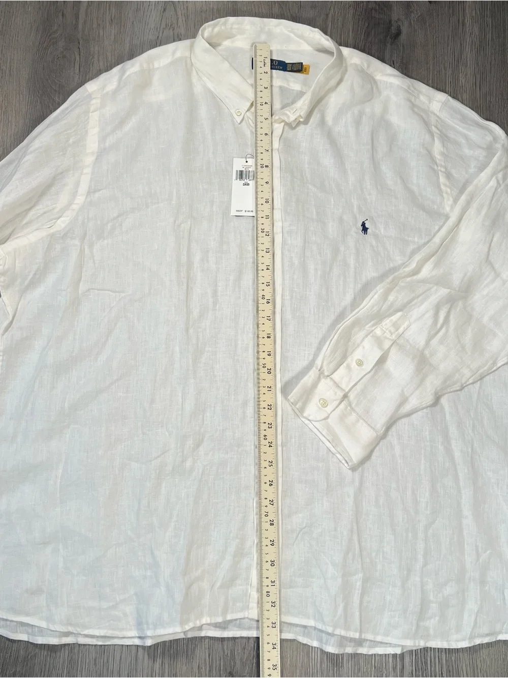 New Polo Ralph Lauren Shirt Mens 3XB White Solid Classic Fit Modern Linen Pony
